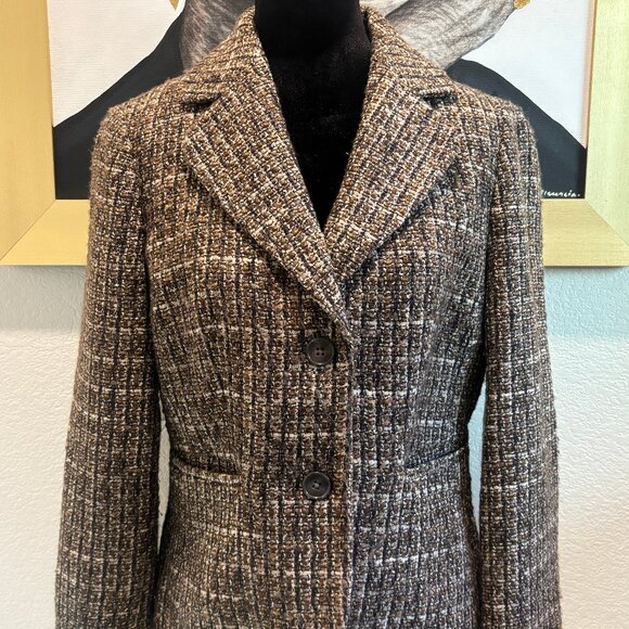 Ann Taylor Brown Tweed Blazer Size 8P - Picture 4 of 15